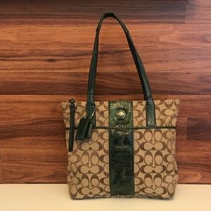 COACH Signature Stripe Python Tote